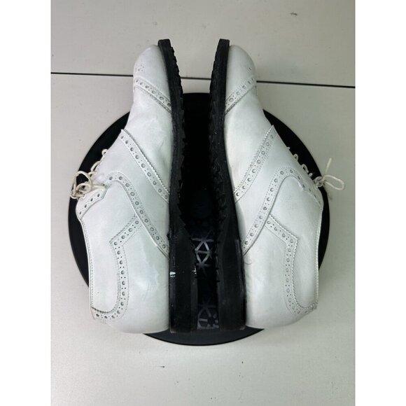 Footjoy 55160 Rare White Brogued Leather Wingtip Golf Shoes Made In USA Sz 8D main image 5